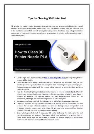 Tips for Cleaning 3D Printer Bed