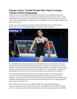 Turkish Wrestler Buse Tosun Cavusoglu Clinches World Championship