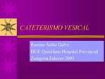 CATETERISMO VESICAL