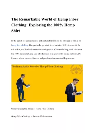 The Remarkable World of Hemp Fiber Clothing_ Exploring the 100% Hemp Shirt