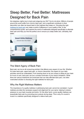 Sleep Better, Feel Better_ Mattresses Designed for Back Pain