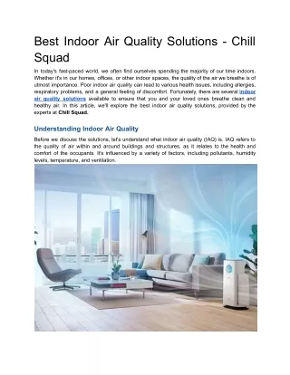 Best Indoor Air Quality Solutions - Chill Squad