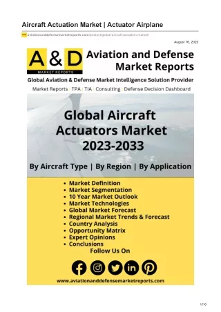 Aircraft Actuation Market - Actuator Airplane