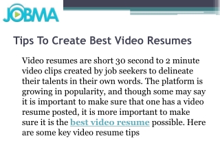 Tips To Create Best Video Resumes