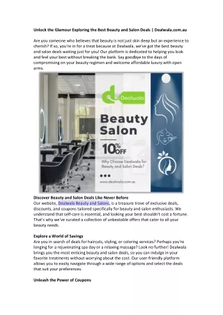 Unlock the Glamour Exploring the Best Beauty and Salon Deals