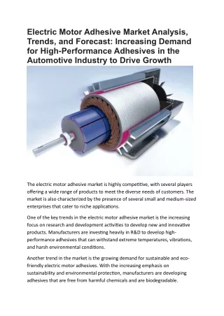 Electric Motor Adhesive Market