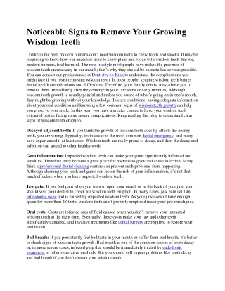 Noticeable Signs to Remove Your Growing Wisdom Teeth