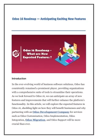 Odoo 16 Roadmap  Anticipating Exciting New Features.