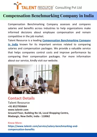 Compensation Benchmarking Company in India