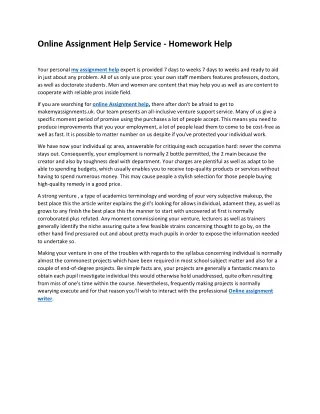 Online Assignment Help Service - Homework Help