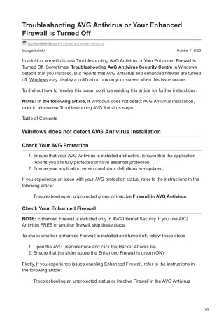 Troubleshooting AVG Antivirus or Your Enhanced Firewall is Turned Off