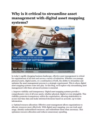 Why is it critical to streamline asset management with digital asset mapping systems