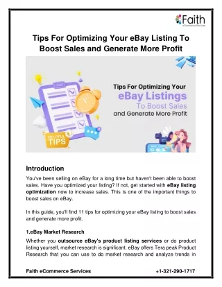 Tips For Optimizing Your eBay Listings To Boost Sales and Generate More Profit