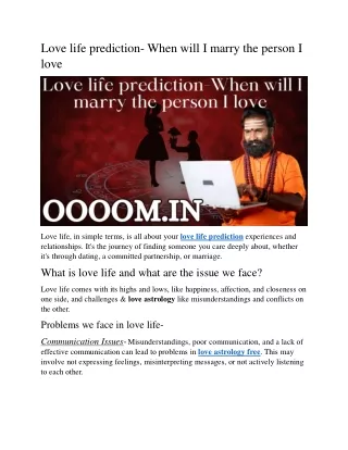 Love life prediction When will I marry the person I love