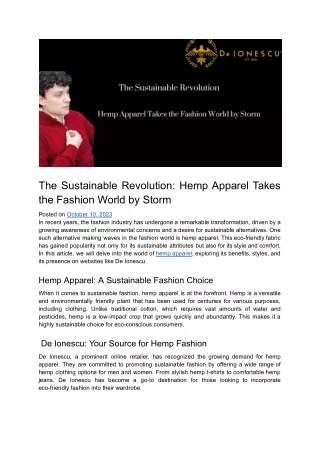 The Sustainable Revolution_ Hemp Apparel Takes the Fashion World by Storm