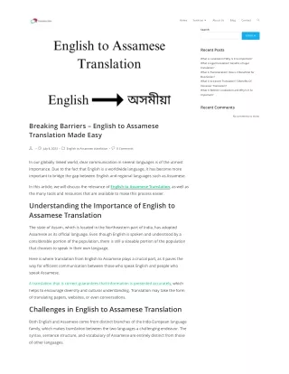 Breaking Barriers – English to Assamese Translation Made Easy