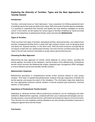 Exploring the Diversity of Termites_ Types and the Best Approaches for Termite Control