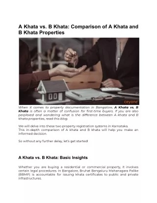 A Khata vs. B Khata Comparison of A Khata and