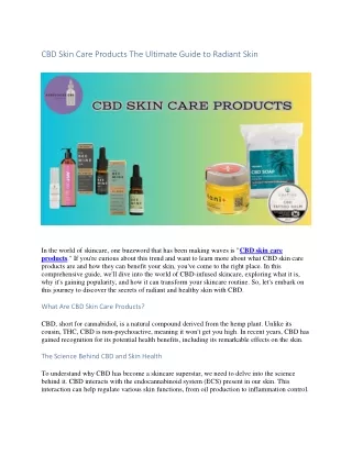 CBD Skin Care Products The Ultimate Guide to Radiant Skin