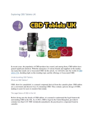 Exploring CBD Tablets UK