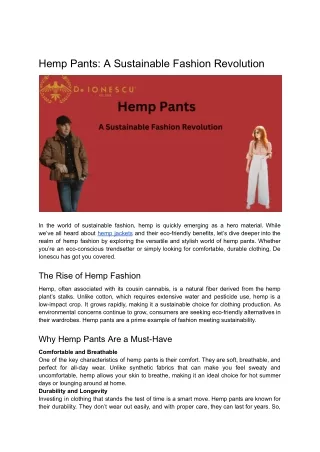 Hemp Pants_ A Sustainable Fashion Revolution