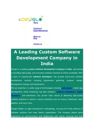 Custom Software Development Company in India _ Deuglo