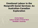 Emotional Labour in the Nonprofit Social Services: An Australian ...