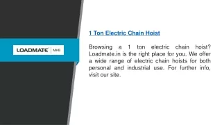 1 Ton Electric Chain Hoist | Loadmate.in | Loadmate.in