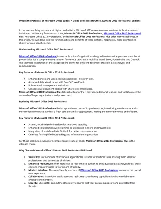 Unlock the Potential of Microsoft Office Suites: A Guide to Microsoft Office 201