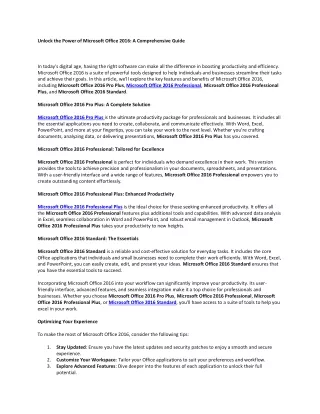 Unlock the Power of Microsoft Office 2016: A Comprehensive Guide