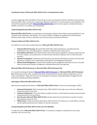 Unveiling the Power of Microsoft Office 2019 Pro Plus: A Comprehensive Guide