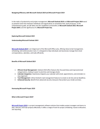 Navigating Efficiency with Microsoft Outlook 2019 and Microsoft Project 2019