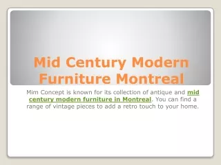 Mid Century Modern Furniture Montreal