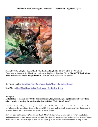 [Download PDF/Epub] Dark Nights: Death Metal - The Darkest Knight - Scott Snyder Dark Nights: Death Metal - The Darkest