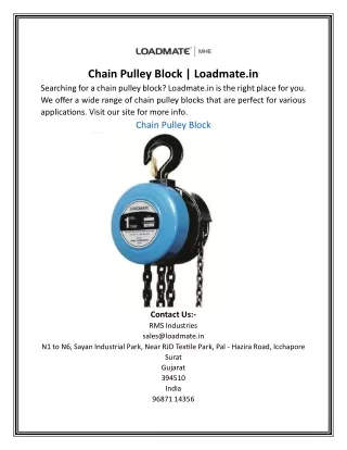 Chain Pulley Block | Loadmate.in