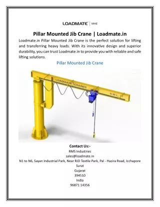 Pillar Mounted Jib Crane | Loadmate.in