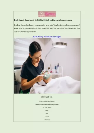 Book Beauty Treatments In Griffin  Totalbreakthroughtherapy.com.au