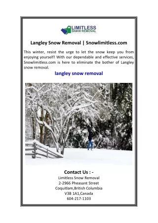 Langley Snow Removal Snowlimitless.com
