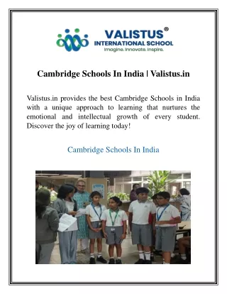 Cambridge Schools In India  Valistus.in