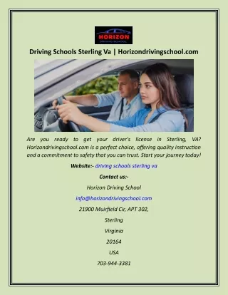 Driving Schools Sterling Va  Horizondrivingschool