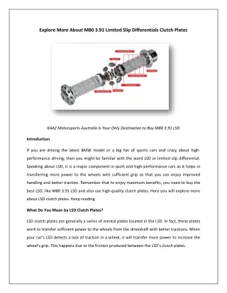 Explore More About M80 3.91 Limited Slip Differentials Clutch Plates