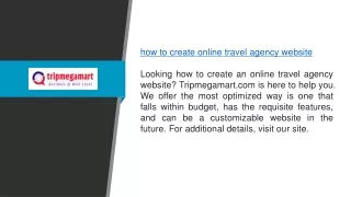 How To Create Online Travel Agency Website Tripmegamart.com