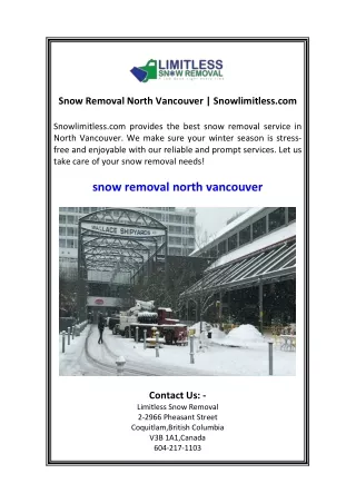 Snow Removal North Vancouver  Snowlimitless.com