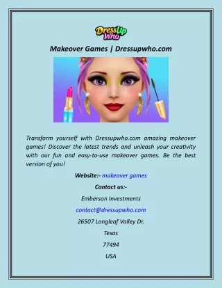 Makeover Games  Dressupwho