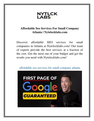 Affordable Seo Services For Small Company Atlanta  Nytelocklabs