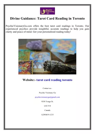 Divine Guidance Tarot Card Reading in Toronto