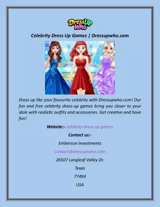 Celebrity Dress Up Games  Dressupwho