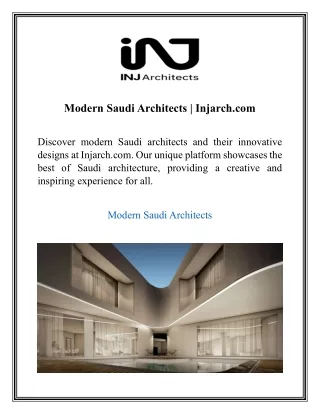 Modern Saudi Architects Injarch