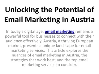 Unlocking the Potential of Email Marketing in Austria