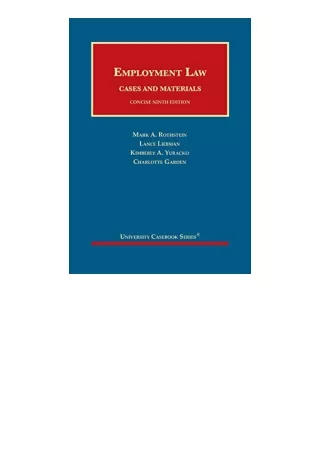 Pdf Read Online Employment Law Cases And Materials Concise University Casebook S